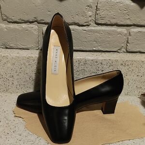 Anne Klein Black Leather Heels